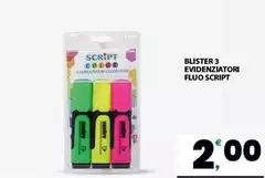 Blister 3 Evidenziatori Fluo Script