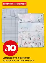 Completo Letto Matrimoniale In Policotone, Fantasie Assortite