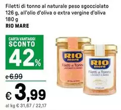 Rio Mare - Filetti Di Tonno Al Naturale Peso Sgocciolato, All'Olio D'Oliva O Extra Vergine D'Oliva
