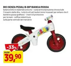 Soffice - BICI Senza PEDALI B-BIP BIANCA/ROSSA