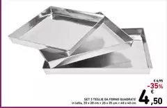 Set 3 Teglie Da Forno Quadrate