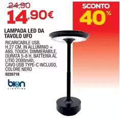 Bion Lighting - Lampada Led Da Tavolo UFO Bion Lighting - Lampada Led Da Tavolo UFO