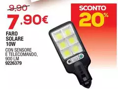 Faro Solare 10W Con Sensore E Telecomando