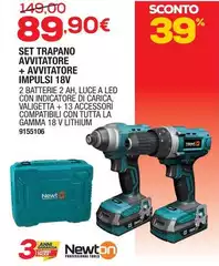 Newton - Set Trapano Avvitatore + Avvitatore Impulsi 18V Newton - Set Trapano Avvitatore + Avvitatore Impulsi 18V