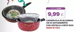 Casseruola In Alluminio Cm 24 Antiaderente Con Cestello A Rete Inox