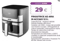 Tempo - Friggitrice Ad Aria In Acciaio 5.5 L