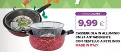 Casseruola In Alluminio Cm 24 Antiaderente Con Cestello A Rete Inox