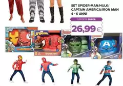 Set Spider-man/ Hulk/ Captain America/ Iron Man 4 - 6 Anni