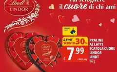 Lindt - Praline Al Latte Scatola Cuore Lindor
