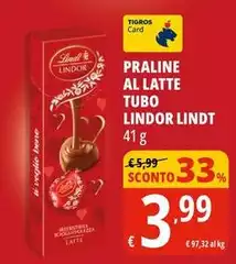 Lindt - Praline Al Latte Tubo Lindor
