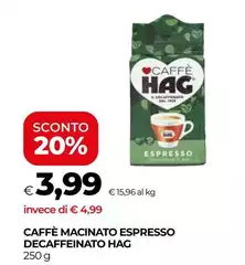 Hag - Caffè Macinato Espresso Decaffeinato