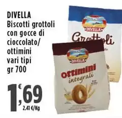 Divella - Biscotti Grottoli Con Gocce Di Cioccolato/Ottimini Divella - Biscotti Grottoli Con Gocce Di Cioccolato/Ottimini