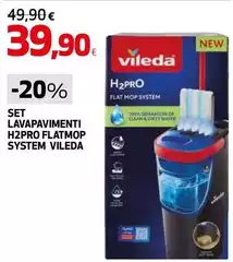 Vileda - Set Lavapavimenti H2pro Flatmop System