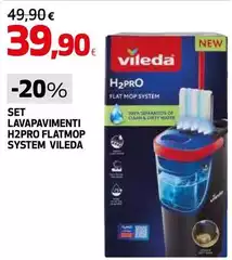 Vileda - Set Lavapavimenti H2pro Flatmop System