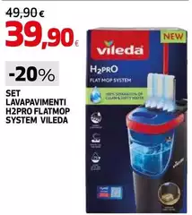 Vileda - Set Lavapavimenti H2pro Flatmop System