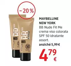 Maybelline New York - BB Nude Fit Me Crema Viso Colorata Spf 50 Ad Azione Idratante Assort. Maybelline New York - BB Nude Fit Me Crema Viso Colorata Spf 50 Ad Azione Idratante Assort.