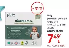 Naty - Pannolini Ecologici Taglia 2-5 Conf. 22-33 Pezzi, Assort.