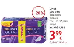 Lines - Seta Ultra Assorbenti Bipacco Conf. 18-32 Pezzi Lines - Seta Ultra Assorbenti Bipacco Conf. 18-32 Pezzi