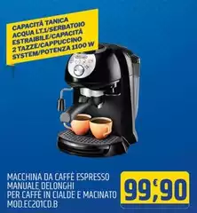 De Longhi - Macchina Da Caffè Espresso Manuale Delonghi Per Caffè In Cialde E Macinato Mod.Ec201CD.B
