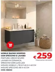 Luce - Mobile Bagno Sospeso Con Specchio E Lavabo Luce - Mobile Bagno Sospeso Con Specchio E Lavabo