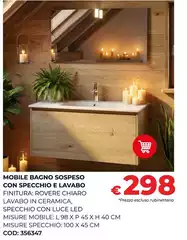 Luce - Mobile Bagno Sospeso Con Specchio E Lavabo