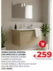 Luce - Mobile Bagno Sospeso Con Specchio E Lavabo Luce - Mobile Bagno Sospeso Con Specchio E Lavabo