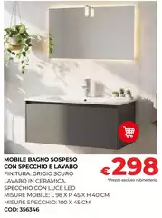 Luce - Mobile Bagno Sospeso Con Specchio E Lavabo Luce - Mobile Bagno Sospeso Con Specchio E Lavabo