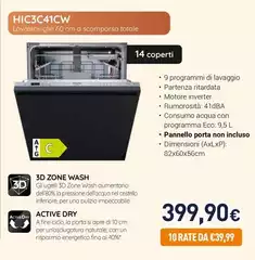 Hotpoint - Ariston Lavastoviglie Da Incasso HIC 3C41 CW