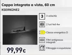 Smeg - KSEIR62NE2 Cappa Aspirante Semintegrato (semincassato) Nero 225 M³/h