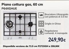 Smeg - P64XGHUE Piano Cottura Acciaio Inossidabile Da Incasso 60 Cm Gas 4 Fornello(i)