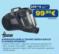 Hoover - Aspirapolvere A Traino Senza Sacco Hp120pet