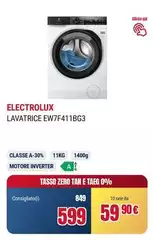 Electrolux - EW7F411BG3 Lavatrice Caricamento Frontale 840 Lx EWel802 Lx EWel802 Lx3l A Bianco