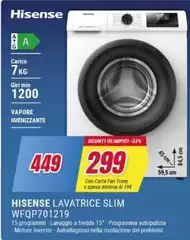 Hisense - Lavatrice Slim Wfqp701219