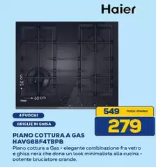 Haier - Piano Cottura A Gas Havg6bf4tbpb Haier - Piano Cottura A Gas Havg6bf4tbpb