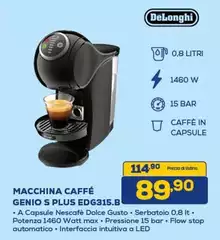 De Longhi - Macchina Caffé Genio S Plus EDG315.B De Longhi - Macchina Caffé Genio S Plus EDG315.B