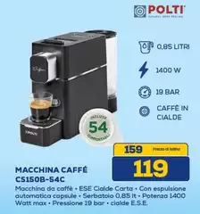 Polti - Macchina Caffé Cs150b-54c Polti - Macchina Caffé Cs150b-54c