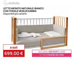 Letto Infinito Naturale-bianco Con Tessile Muslin SABBIA Letto Infinito Naturale-bianco Con Tessile Muslin SABBIA