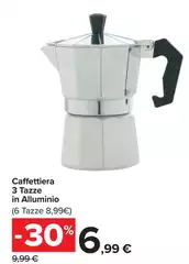 Caffettiera 3 Tazze In Alluminio