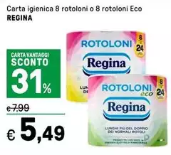 Regina - Carta Igienica 8 Rotoloni O Rotoloni Eco