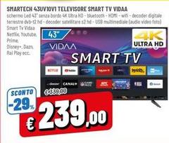 Smartech - 43UV10V1 TV 109,2 Cm (43") 4K Ultra HD Smart TV Wi-Fi Nero 230 Cd/m²