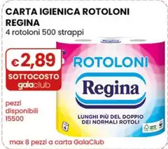 Regina - Carta Igienica Rotoloni 4 Rotoloni 500 Strappi