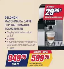De Longhi - Macchina Da Caffé Superautomatica Ecam38085sb De Longhi - Macchina Da Caffé Superautomatica Ecam38085sb