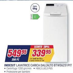 Indesit - Lavatrice Carica DALL'ALTO BTWS6251PIT