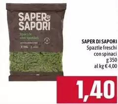 Saper di sapori - Spaztle Freschi Con Spinaci Saper di sapori - Spaztle Freschi Con Spinaci