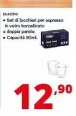 De Longhi - DLSC310 Set Di Bicchieri Per Espresso In Vetro Borosilicato A Doppia Parete