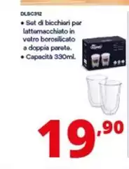 De Longhi - DLSC312 Set Di Bicchieri Per Lattemacchiato In Vetro Borosilicato A Doppia Perete