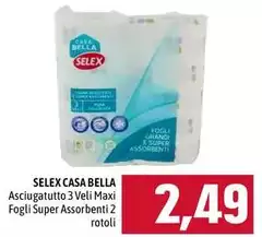 Selex - Asciugatutto 3 Veli Maxi Fogli Super Assorbenti 2 Rotoli