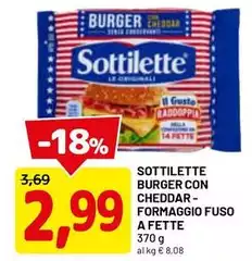 Sottilette - Burger Con Cheddar-Formaggio Fuso A Fette Sottilette - Burger Con Cheddar-Formaggio Fuso A Fette