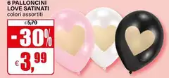6 Palloncini Love Satinati