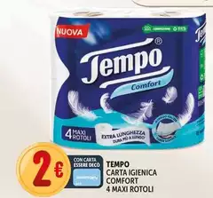 Tempo - Carta Igienica Comfort 4 Maxi Rotoli Tempo - Carta Igienica Comfort 4 Maxi Rotoli
